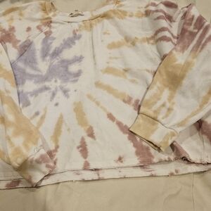 Hippie Rose Crop Tie-Dye Sweatshirt - Purple, Yellow, Pink
